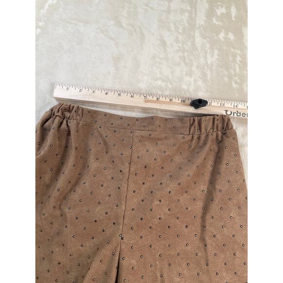 Vintage Caramel Studded Set Satin Lined Bomber Jacket Stretch Pant Suit M - Picture 10 of 16